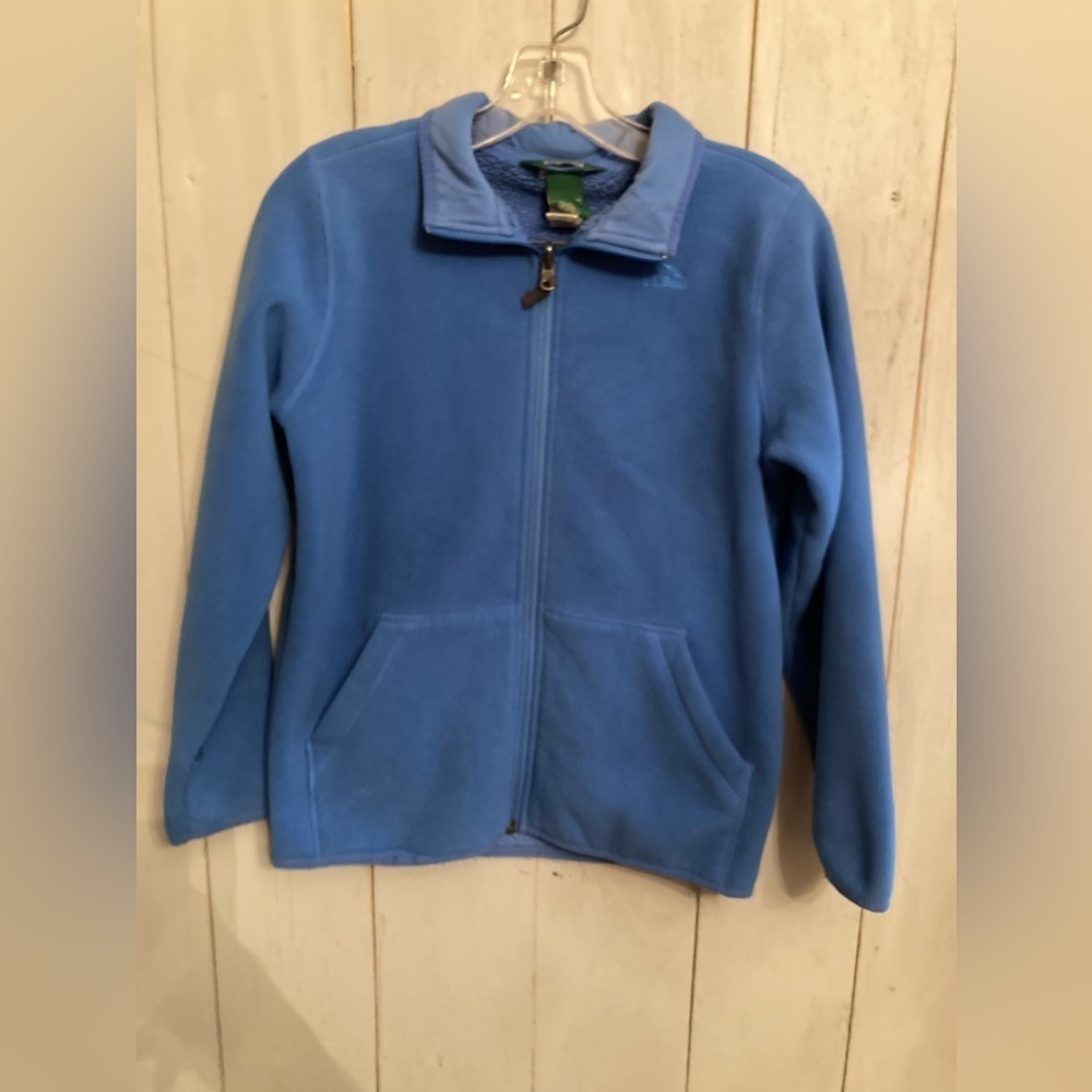 LL Bean Youth Blue‎ Fleece Jacket Full Zip Up Zipper Pockets Size 14-16